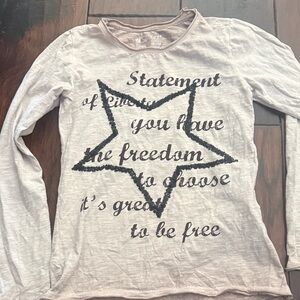 Girls' light Grey Long Sleeve Tee with Star Design